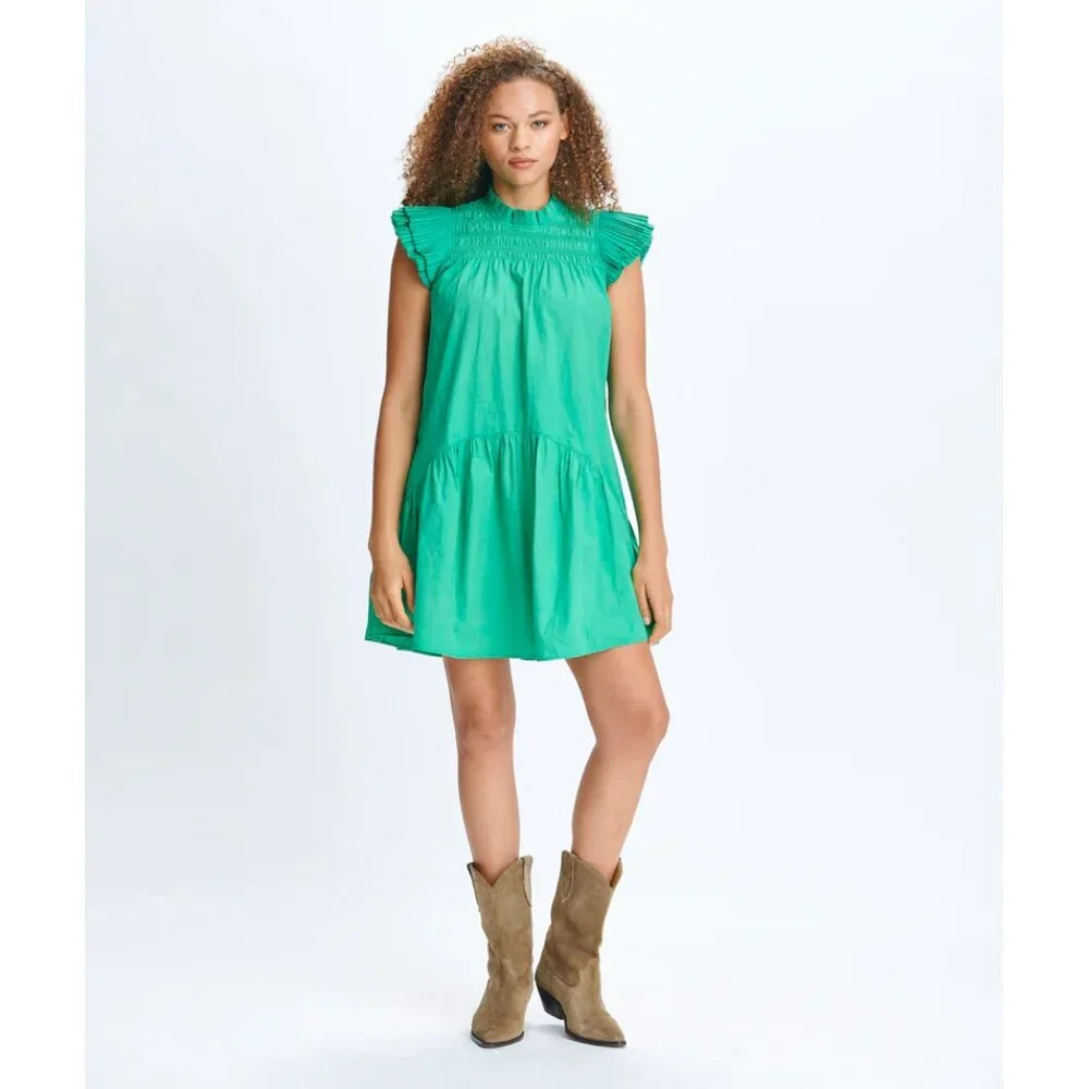 Love the Label kelly green Poppy smocked mini dress